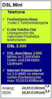 Teleos Mini Tarifinformationen
