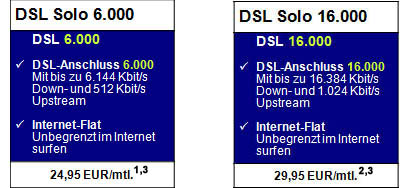 DSL Solo Tarifinformationen